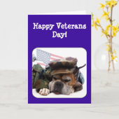 幸せな復員軍人の日のボクサーの挨拶状 カード (黄色い花)
