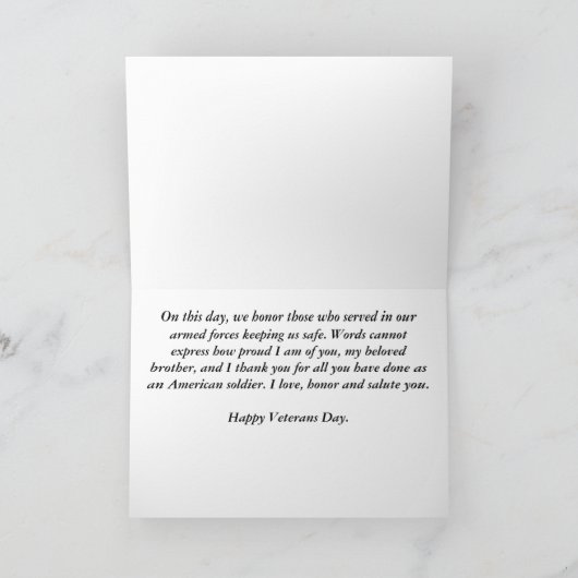 幸せな復員軍人の日の義理の兄弟の挨拶状 カード (内部)