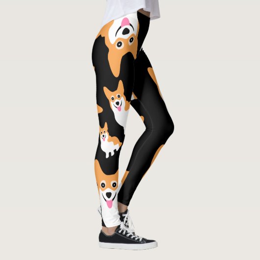 幸せな微笑のコーギーかわいくカスタムな色 レギンス (右)