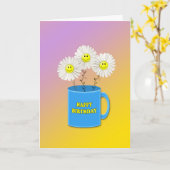 幸せな微笑の花が付いているバースデー・カード カード (黄色い花)