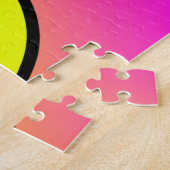 幸せな微笑の顔のEmojiの虹のパズル ジグソーパズル (側面)