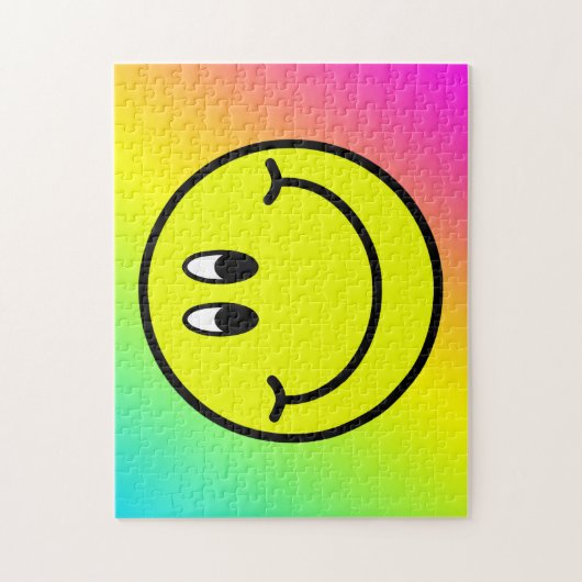 幸せな微笑の顔のEmojiの虹のパズル ジグソーパズル (縦)