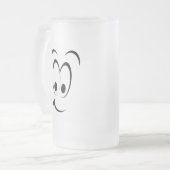 幸せな悲しい漫画顔 フロストグラスビールジョッキ (正面左)