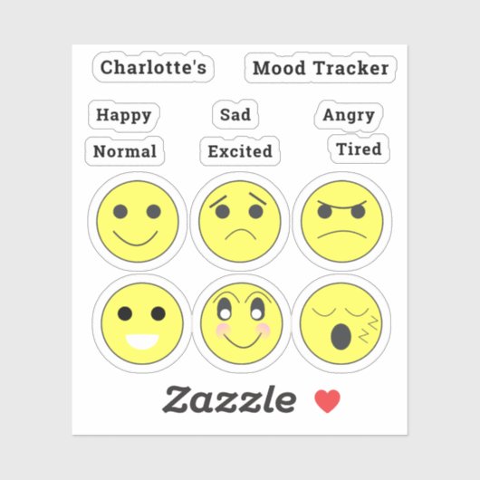 幸せな悲し怒い疲れ通常の気分の顔 シール (シート)