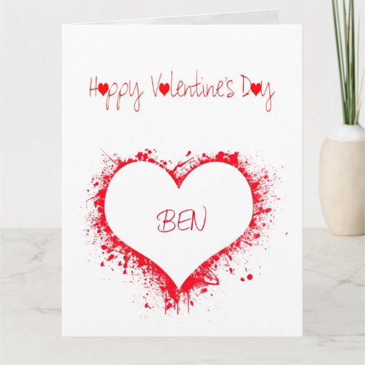 幸せな愛の日、赤いハートの愛のフル サンキューカード (正面)