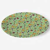 幸せな感謝かわいい野菜のパターン緑 ペーパープレート (アングル)