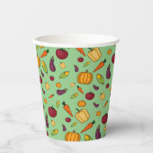 幸せな感謝かわいい野菜のパターン緑 紙コップ (正面)