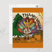 幸せな感謝のビーガンの感謝祭トルコ シーズンポストカード (正面/裏面)