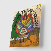 幸せな感謝のビーガンの感謝祭トルコ スクエア壁時計 (傾斜)