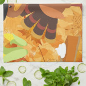 幸せな感謝の七面鳥 キッチンタオル (折り畳み)