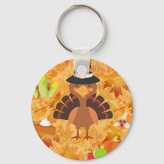 幸せな感謝の七面鳥 キーホルダー (正面)