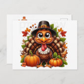 幸せな感謝の七面鳥 シーズンポストカード (正面/裏面)