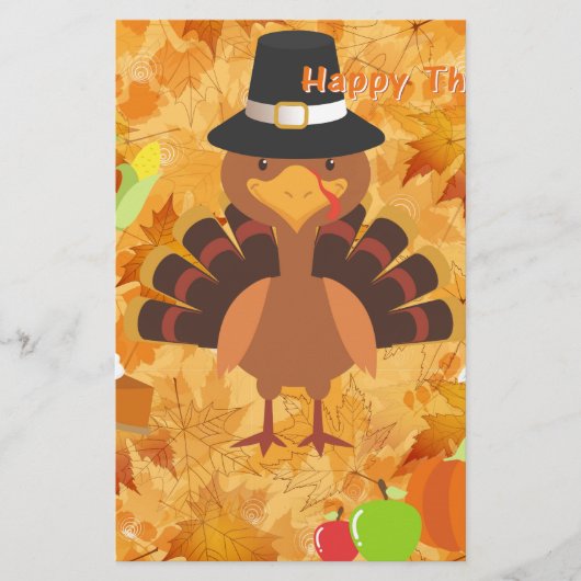 幸せな感謝の七面鳥 便箋 (正面)