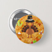 幸せな感謝の七面鳥 缶バッジ (正面&裏面)