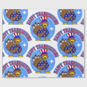 幸せな感謝を捧げる七面鳥の愛国者アメリカ人おもしろい ラッピングペーパー (フラット)