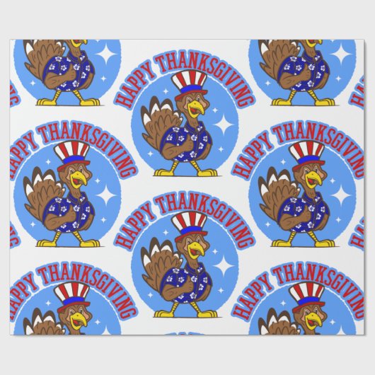 幸せな感謝を捧げる七面鳥の愛国者アメリカ人おもしろい ラッピングペーパー (フラット)