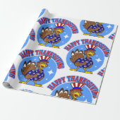幸せな感謝を捧げる七面鳥の愛国者アメリカ人おもしろい ラッピングペーパー (アンロールド)