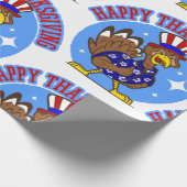 幸せな感謝を捧げる七面鳥の愛国者アメリカ人おもしろい ラッピングペーパー (角)