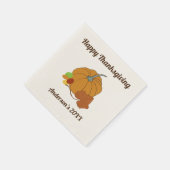 幸せな感謝カボチャと葉の名前と日付 スタンダードカクテルナプキン (角)