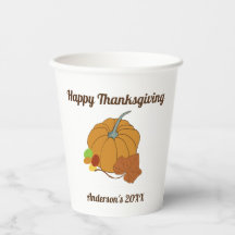 幸せな感謝カボチャと葉の名前と日付