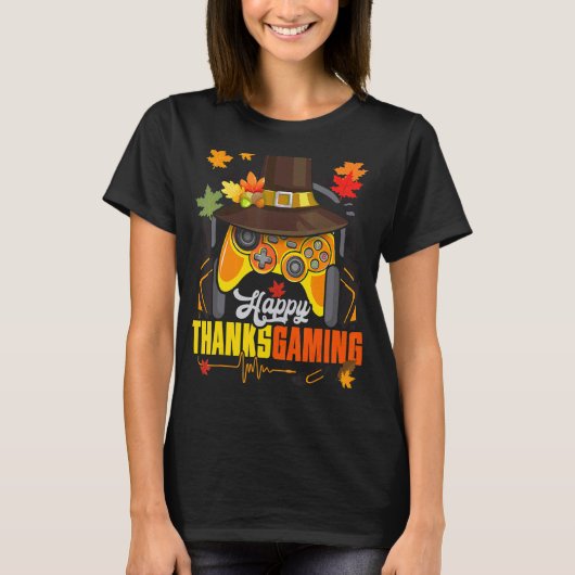 幸せな感謝ゲームかわいいビデオゲームコントローラ Tシャツ (正面)