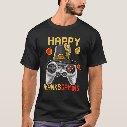 幸せな感謝ゲームかわいいビデオゲームコントローラ Tシャツ (正面)