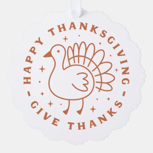 幸せな感謝与え感謝していキュートトルコ オーナメントカード (正面)