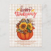 幸せな感謝水の色のフローラかぼちゃのチェック シーズンポストカード (正面)