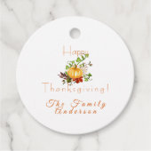 幸せな感謝的かぼちゃの水カラーメッセージカード フェイバータグ (正面)