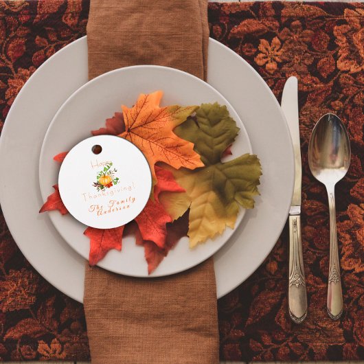 幸せな感謝的かぼちゃの水カラーメッセージカード フェイバータグ