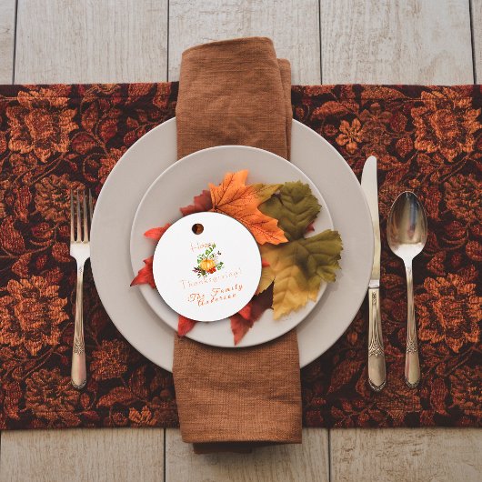 幸せな感謝的かぼちゃの水カラーメッセージカード フェイバータグ