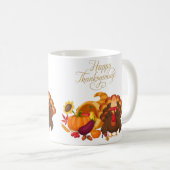 幸せな感謝祭かわいい七面鳥、豊穣の角 コーヒーマグカップ (正面右)