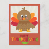 幸せな感謝祭かわいい漫画の七面鳥はがき ポストカード (正面)