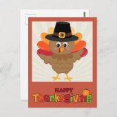 幸せな感謝祭かわいい漫画トルコ ポストカード (正面/裏面)