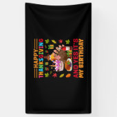 幸せな感謝祭と私の誕生日 横断幕 (縦)