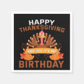 幸せな感謝祭とYesそれは私の誕生日ギフト スタンダードカクテルナプキン (正面)
