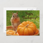 幸せな感謝祭のかわいいシマリスの郵便はがき シーズンポストカード (正面/裏面)