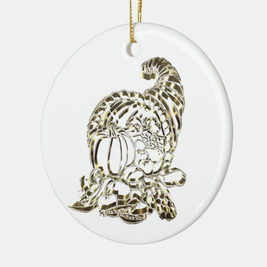 幸せな感謝祭のエレガントな金コルヌコピア セラミックオーナメント (左)