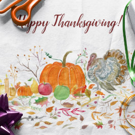 幸せな感謝祭のカボチャとトルコ 薄葉紙
