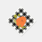 幸せな感謝祭のカボチャの上のプレイド スタンダードカクテルナプキン (角)