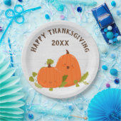 幸せな感謝祭のカボチャを木に ペーパープレート (パーティー)