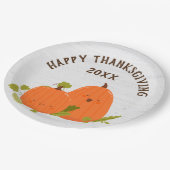 幸せな感謝祭のカボチャを木に ペーパープレート (アングル)