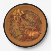 幸せな感謝祭のカボチャリースの紙皿 ペーパープレート (正面)