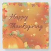 幸せな感謝祭のカラフルの紅葉 ストーンコースター (正面)