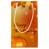 幸せな感謝祭のカラフルの紅葉 スモールペーパーバッグ (裏面)