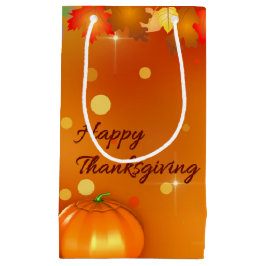 幸せな感謝祭のカラフルの紅葉 スモールペーパーバッグ