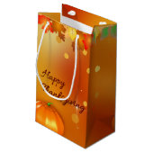 幸せな感謝祭のカラフルの紅葉 スモールペーパーバッグ (裏面アングル)