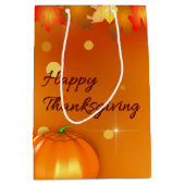 幸せな感謝祭のカラフルの紅葉 ミディアムペーパーバッグ (正面)