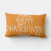 幸せな感謝祭のスクリプトオレンジ ランバークッション (裏面)