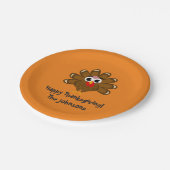 幸せな感謝祭のディナー・パーティのかわいい七面鳥のカスタム ペーパープレート (アングル)